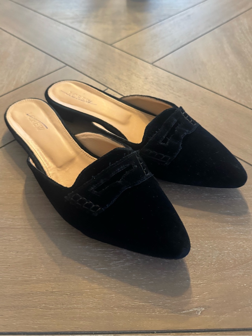 J. Crew Black Velvet Pointed Slip-On Mules - Picture 1 of 10